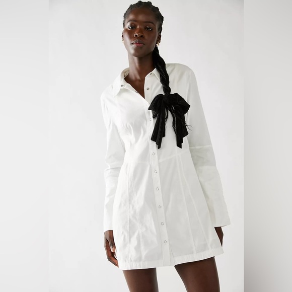 FREE PEOPLE Thea ivory shirt Minidress Size Medium - Picture 12 of 15